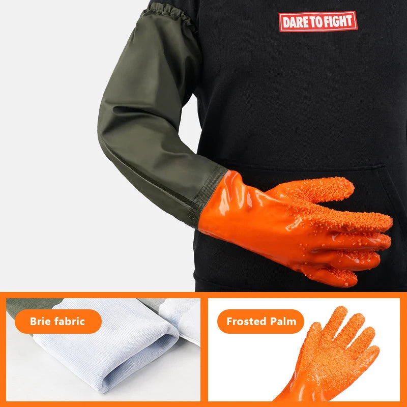 1 Pair Long Waterproof Drain Cleaning Gloves Chemical Resistant Gloves PVC Reusable Heavy Duty Long Rubber Gloves