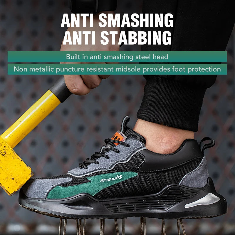 Men Safety Shoes Lightweight Steel Toe for Work for Workers Work Wear Industrial Safety Tennis Sneakers