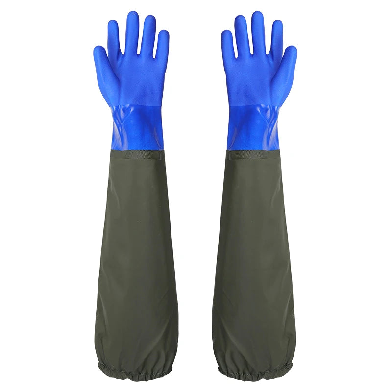 1 Pair Long Waterproof Drain Cleaning Gloves Chemical Resistant Gloves PVC Reusable Heavy Duty Long Rubber Gloves