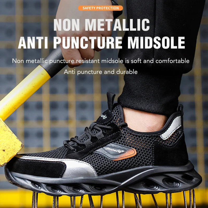 Men Safety Shoes Lightweight Steel Toe for Work for Workers Work Wear Industrial Safety Tennis Sneakers