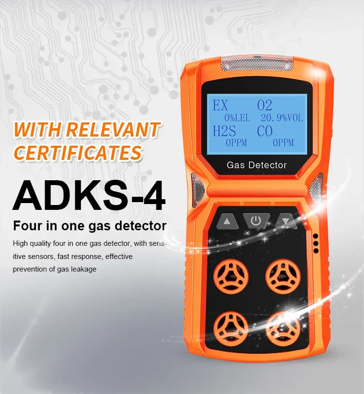 Multi Gas Detector Gas Meter O2 H2S CO LEL 4 in 1 Oxygen Hydrogen Sulfide Carbon Monoxide Combustible Gas Leak Detector