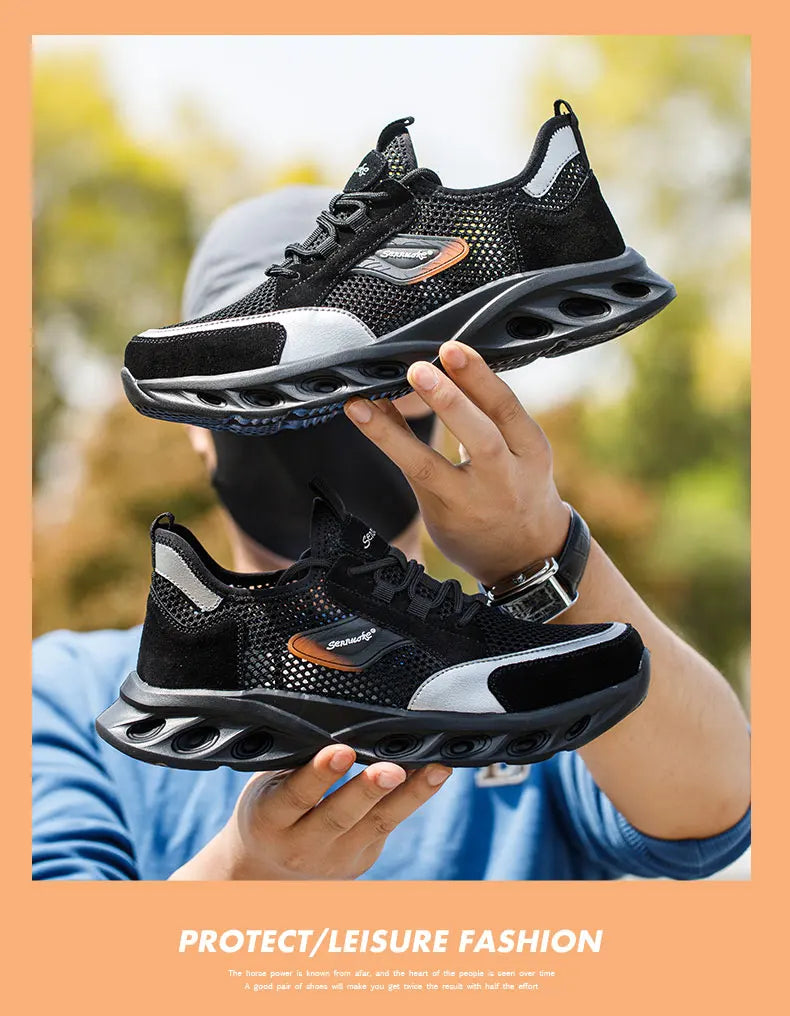Men Safety Shoes Lightweight Steel Toe for Work for Workers Work Wear Industrial Safety Tennis Sneakers