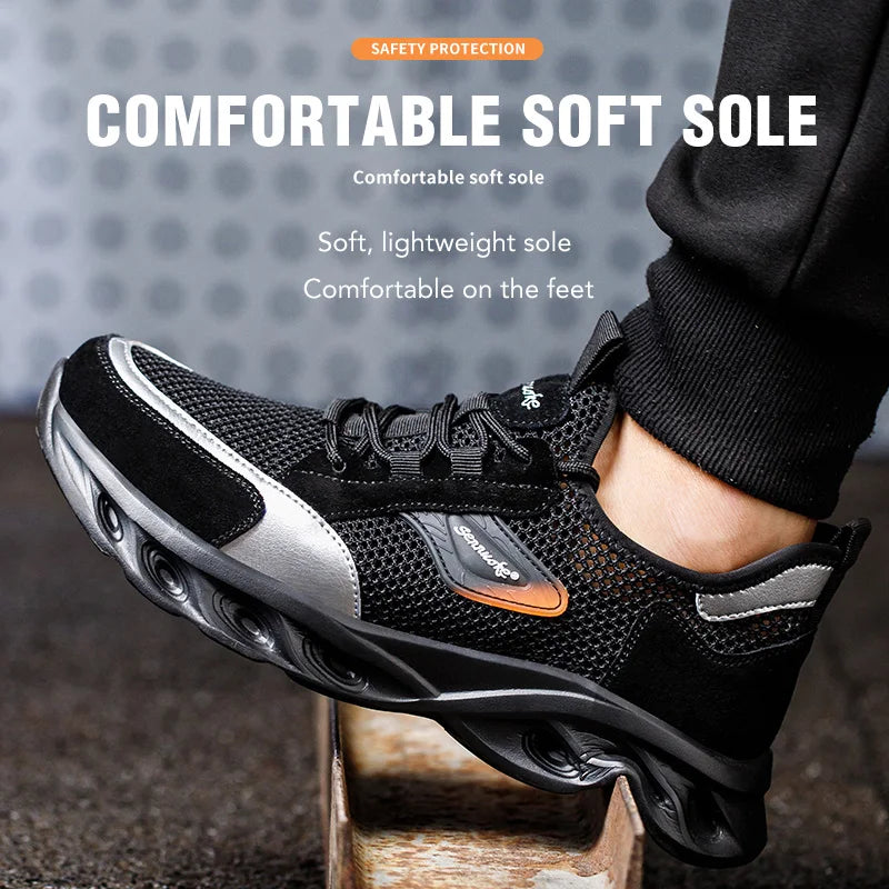 Men Safety Shoes Lightweight Steel Toe for Work for Workers Work Wear Industrial Safety Tennis Sneakers