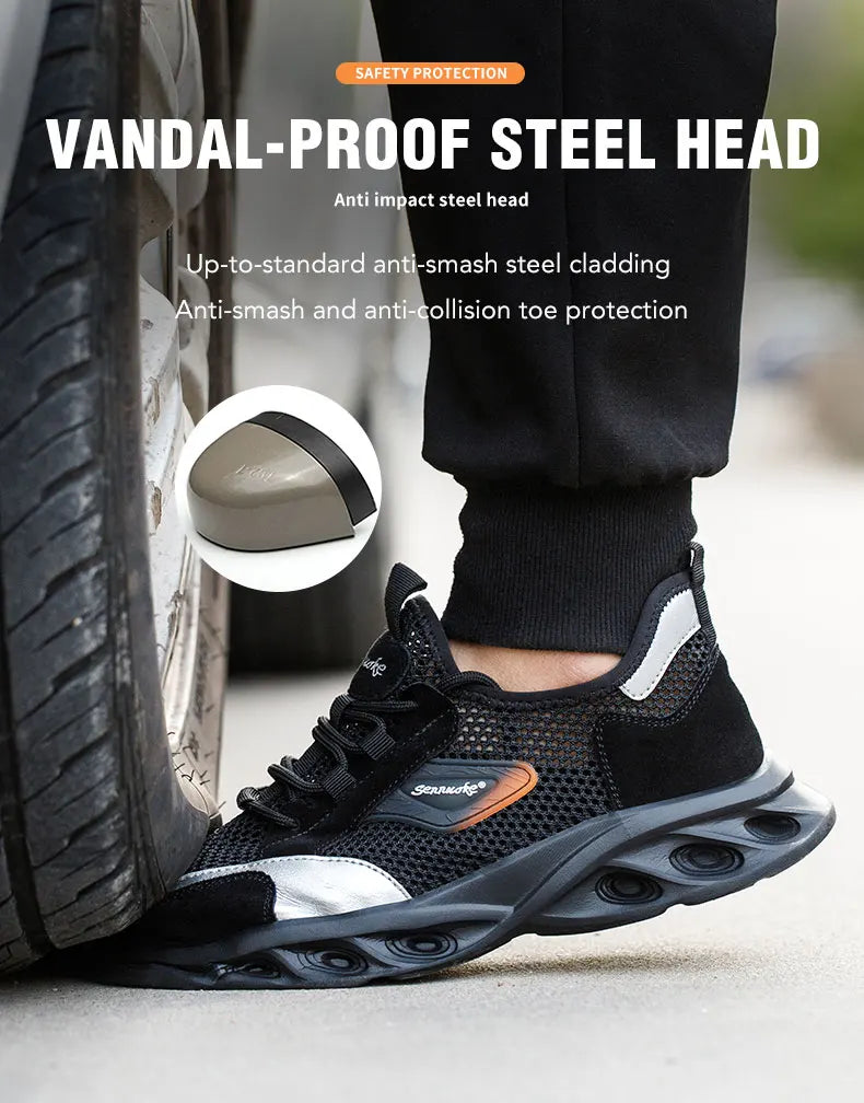 Men Safety Shoes Lightweight Steel Toe for Work for Workers Work Wear Industrial Safety Tennis Sneakers