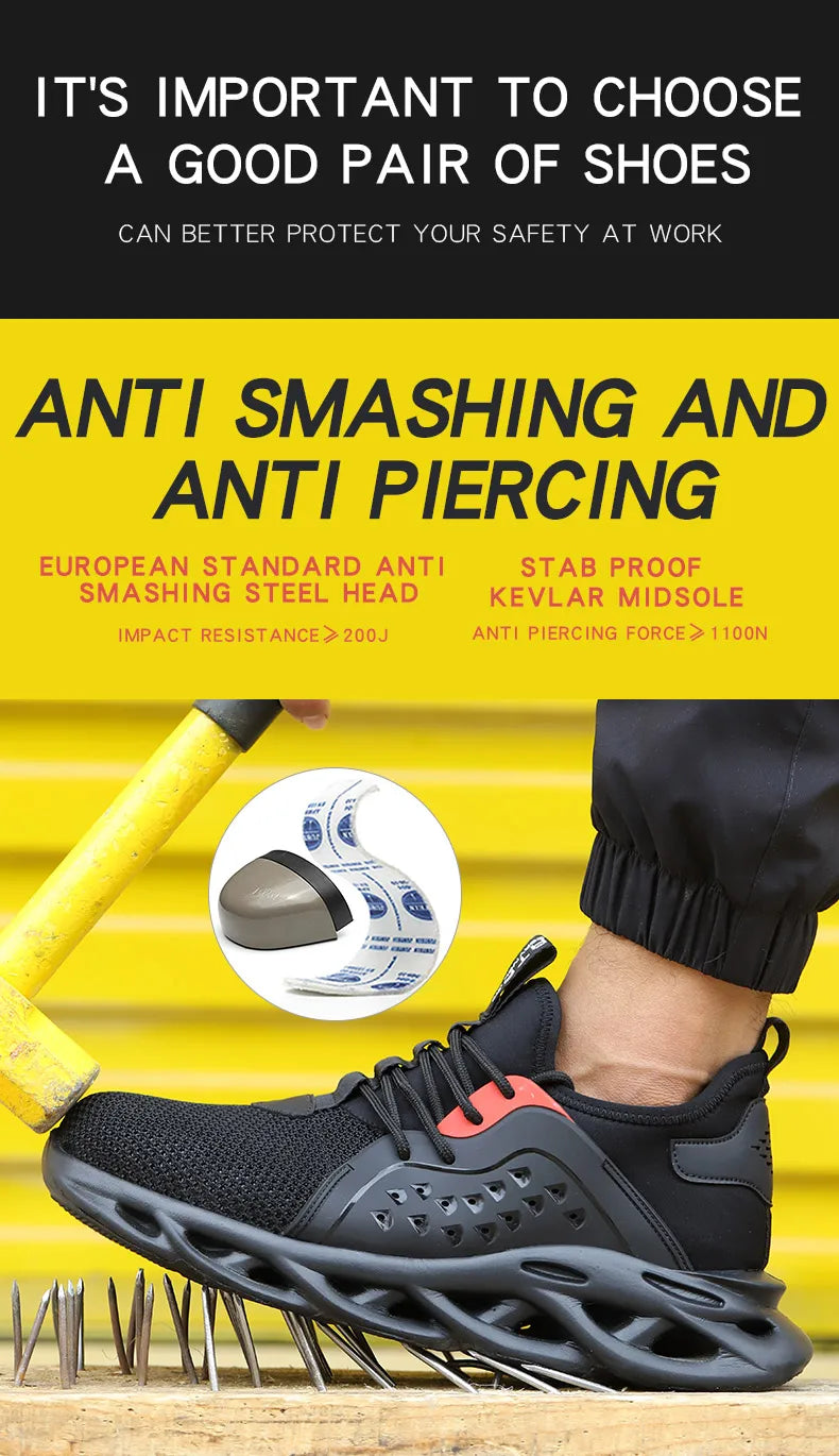 Lightweight Safety Shoes For Men Protective Work Boots Anti-smash Puncture Proof Industrial WorkShoes Outdoor Safety Sneakers
