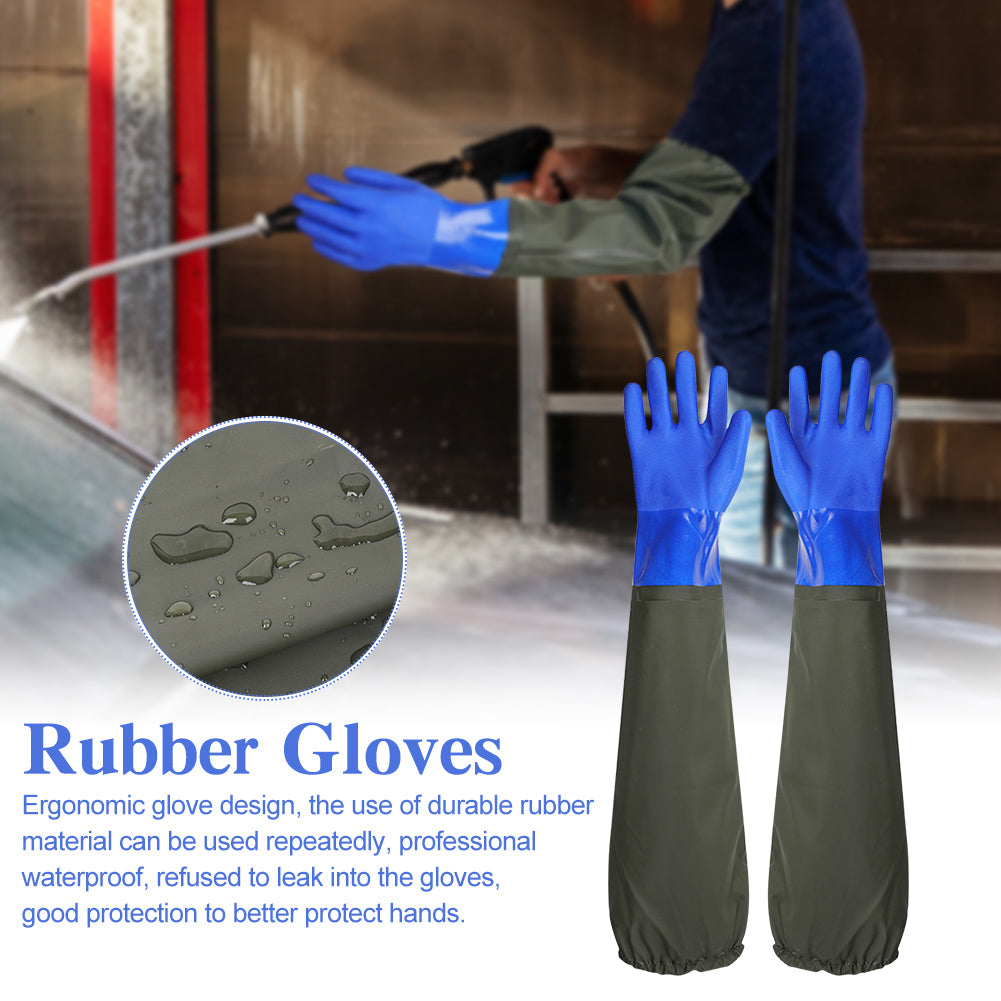 Long Waterproof Drain Cleaning Gloves PVC Reusable Heavy Duty Long Rubber Gloves,Chemical Resistant Gloves