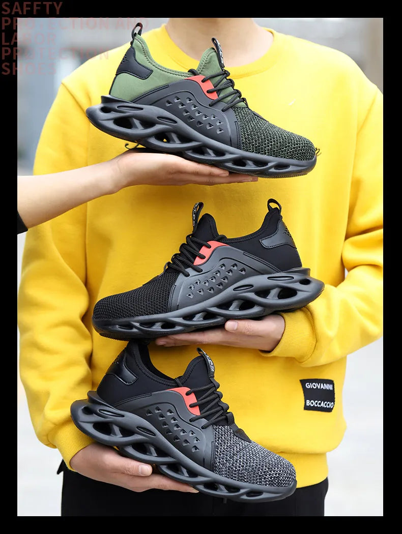 Lightweight Safety Shoes For Men Protective Work Boots Anti-smash Puncture Proof Industrial WorkShoes Outdoor Safety Sneakers