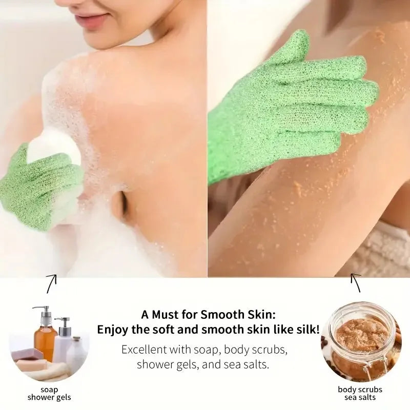 1/2/6pcs Dead Skin Removal Bath Gloves - Revitalize and Soften Skin Spa Quality Shower Scrub, Colorful Double-sided Accessories