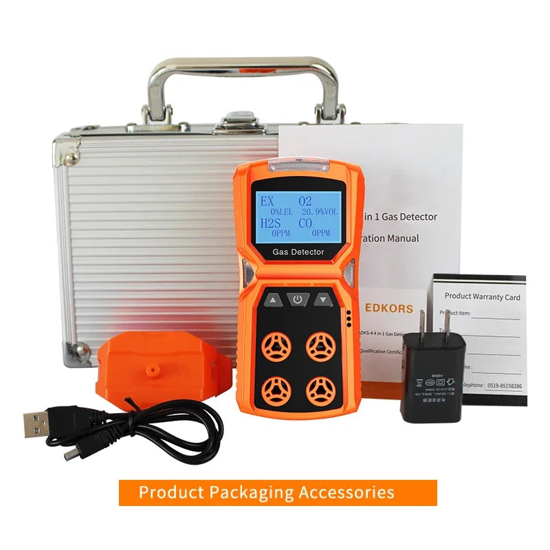 Multi Gas Detector Gas Meter O2 H2S CO LEL 4 in 1 Oxygen Hydrogen Sulfide Carbon Monoxide Combustible Gas Leak Detector