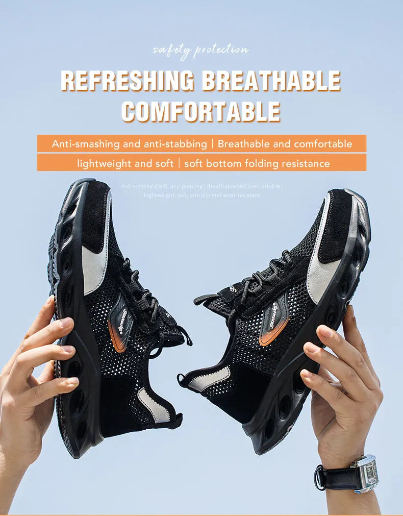 Men Safety Shoes Lightweight Steel Toe for Work for Workers Work Wear Industrial Safety Tennis Sneakers
