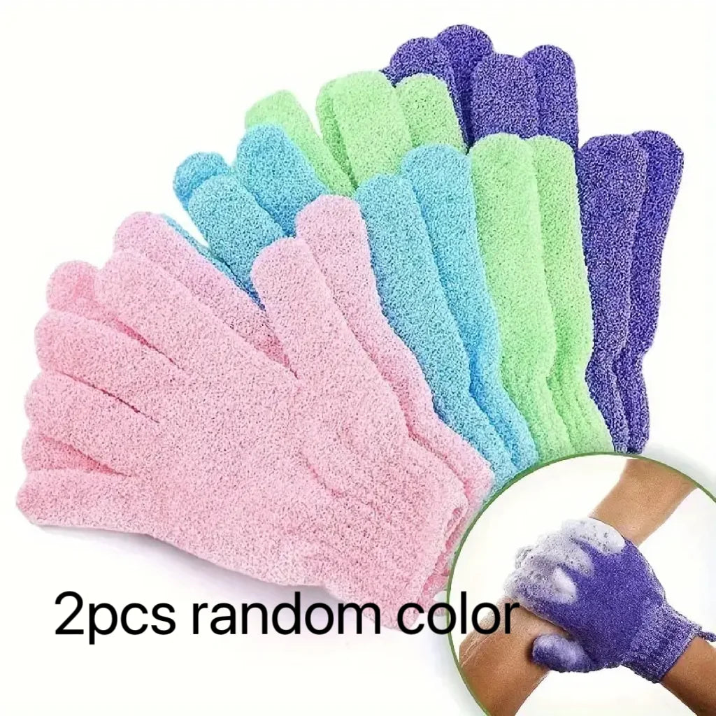 1/2/6pcs Dead Skin Removal Bath Gloves - Revitalize and Soften Skin Spa Quality Shower Scrub, Colorful Double-sided Accessories