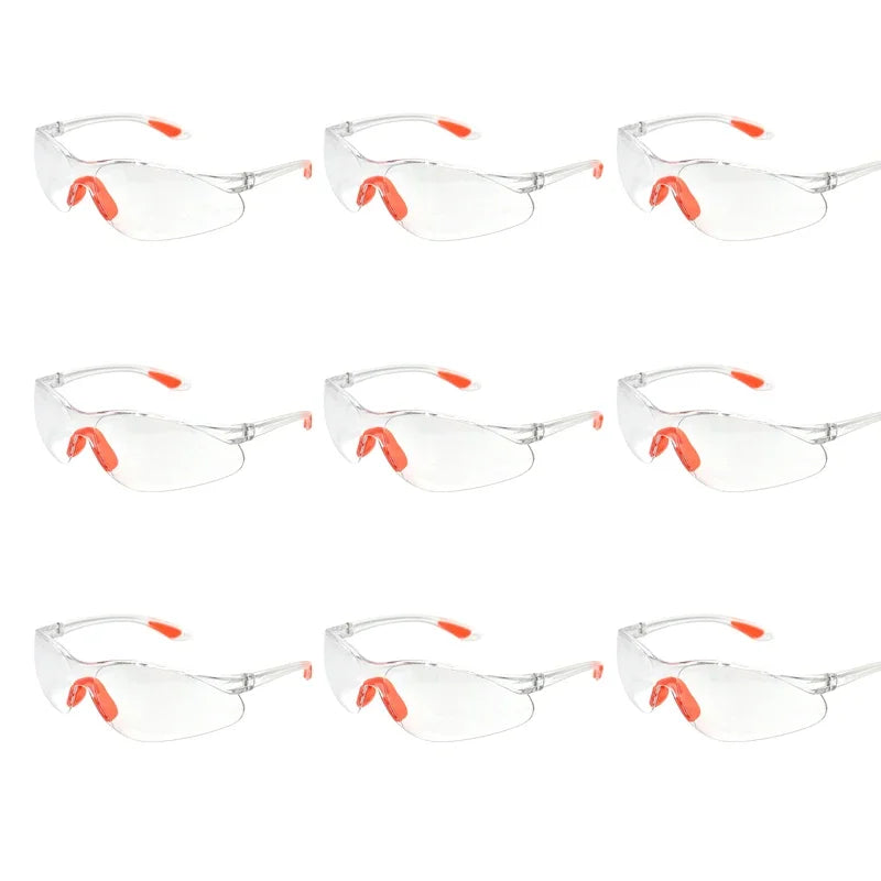 12PCS Lab Work Safety Eye Protective Glasses PC Material Anti Impact Wind Dust Proof Goggles Safety Riding Clear Glasses