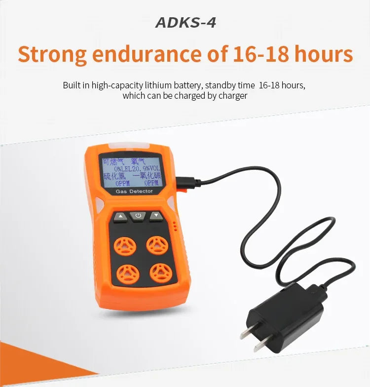 Multi Gas Detector Gas Meter O2 H2S CO LEL 4 in 1 Oxygen Hydrogen Sulfide Carbon Monoxide Combustible Gas Leak Detector