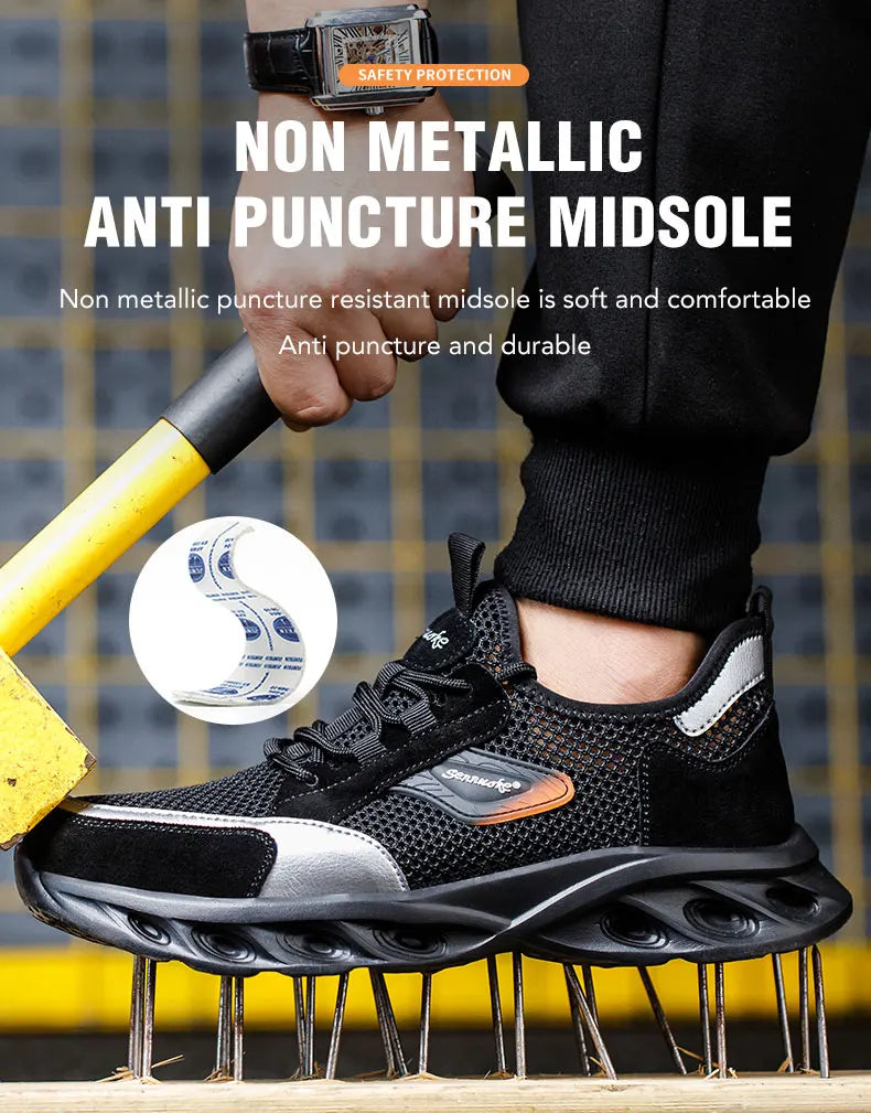 Men Safety Shoes Lightweight Steel Toe for Work for Workers Work Wear Industrial Safety Tennis Sneakers