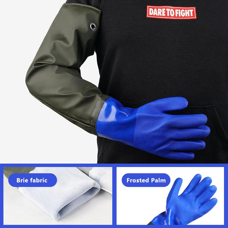 1 Pair Long Waterproof Drain Cleaning Gloves Chemical Resistant Gloves PVC Reusable Heavy Duty Long Rubber Gloves