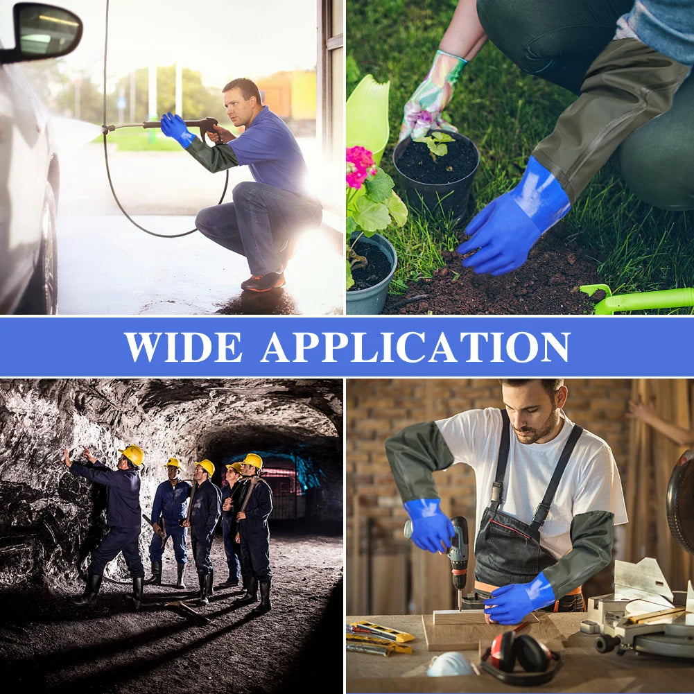 Long Waterproof Drain Cleaning Gloves PVC Reusable Heavy Duty Long Rubber Gloves,Chemical Resistant Gloves