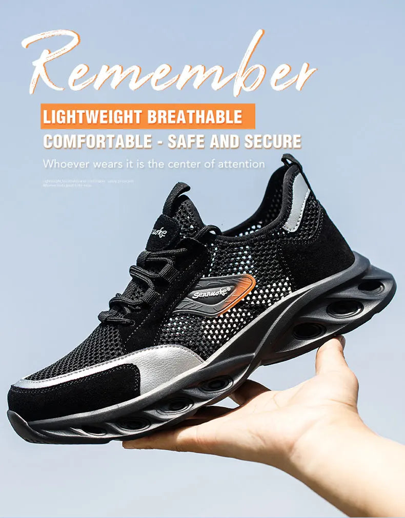 Men Safety Shoes Lightweight Steel Toe for Work for Workers Work Wear Industrial Safety Tennis Sneakers