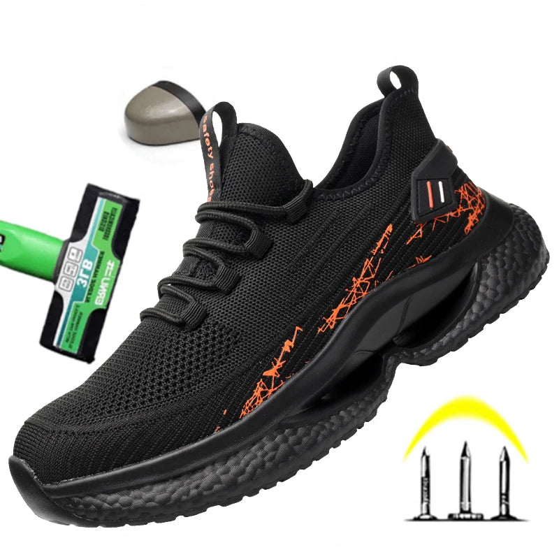 Lightweight Steel Toe Safety Shoes Men Anti-puncture Work Shoes Men Breathable Industrial Shoes Indestructible Work Safety Boots