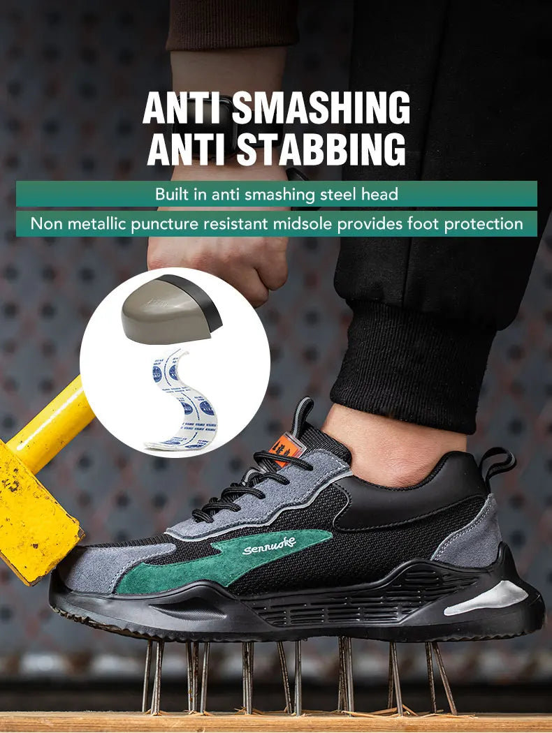 Men Safety Shoes Lightweight Steel Toe for Work for Workers Work Wear Industrial Safety Tennis Sneakers