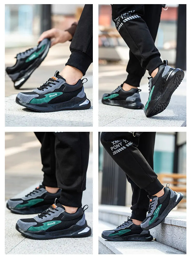Men Safety Shoes Lightweight Steel Toe for Work for Workers Work Wear Industrial Safety Tennis Sneakers