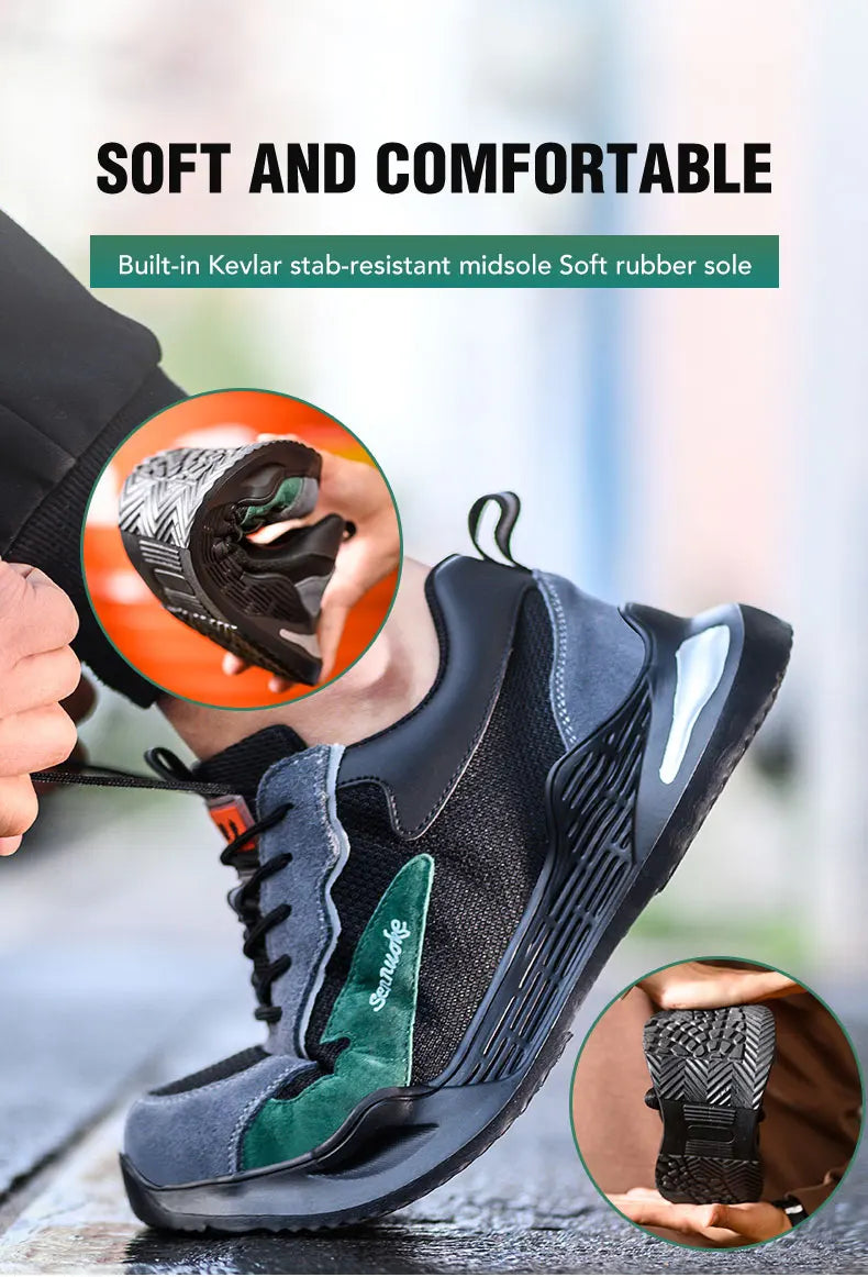 Men Safety Shoes Lightweight Steel Toe for Work for Workers Work Wear Industrial Safety Tennis Sneakers
