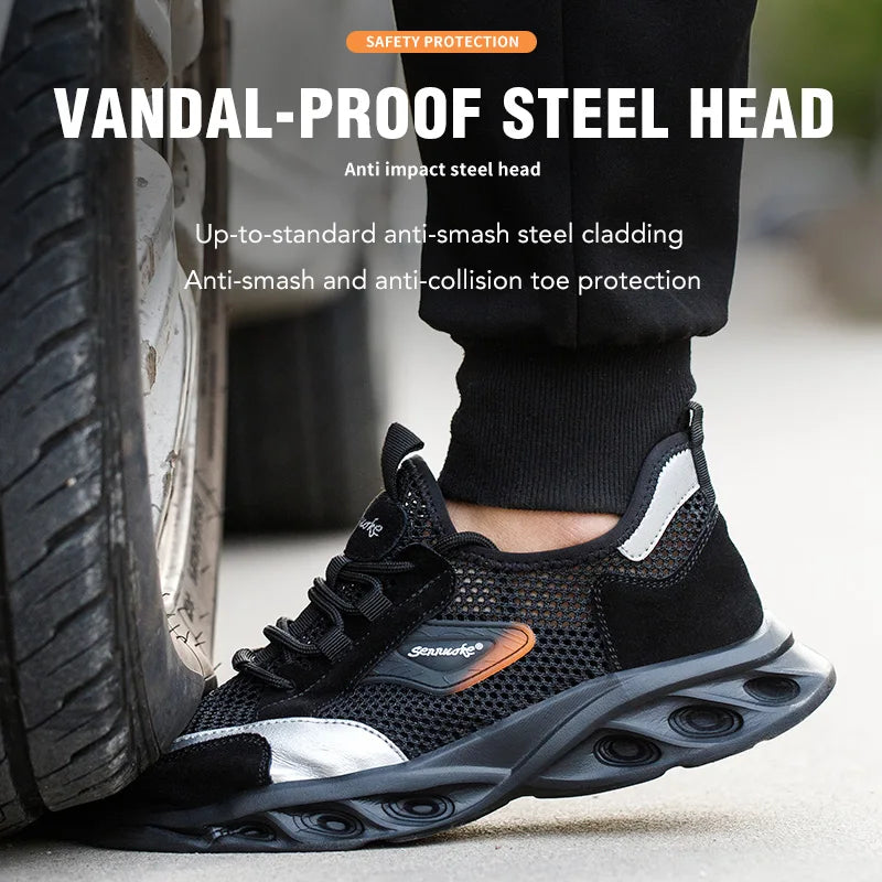 Men Safety Shoes Lightweight Steel Toe for Work for Workers Work Wear Industrial Safety Tennis Sneakers