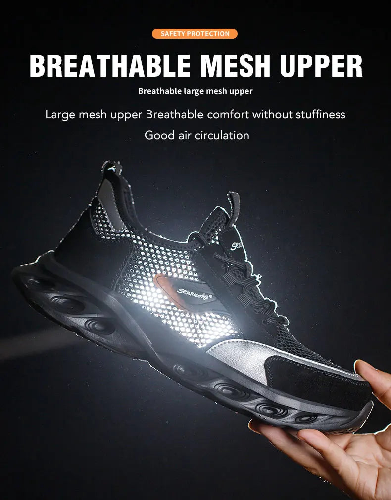 Men Safety Shoes Lightweight Steel Toe for Work for Workers Work Wear Industrial Safety Tennis Sneakers