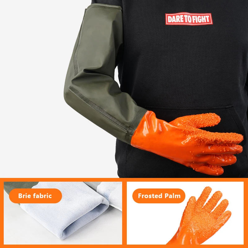 1 Pair Long Waterproof Drain Cleaning Gloves Chemical Resistant Gloves PVC Reusable Heavy Duty Long Rubber Gloves