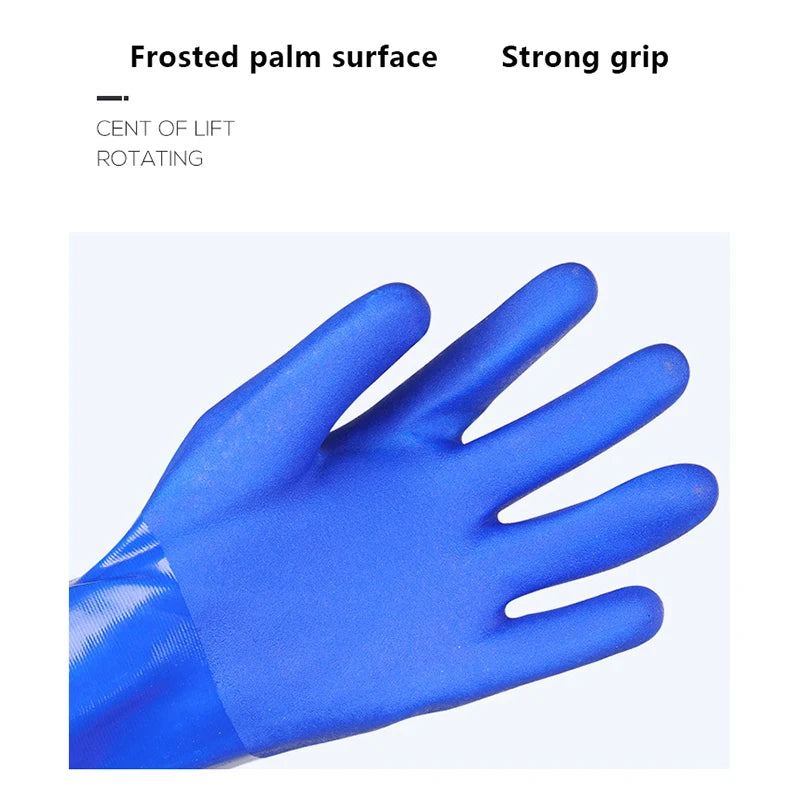1 Pair Long Waterproof Drain Cleaning Gloves Chemical Resistant Gloves PVC Reusable Heavy Duty Long Rubber Gloves