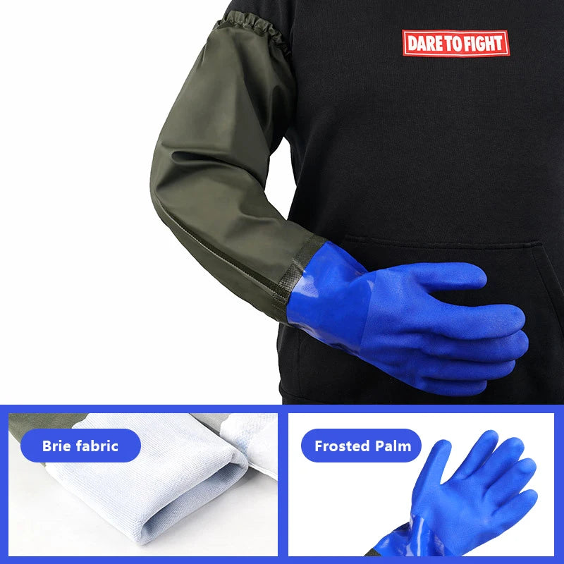 1 Pair Long Waterproof Drain Cleaning Gloves Chemical Resistant Gloves PVC Reusable Heavy Duty Long Rubber Gloves