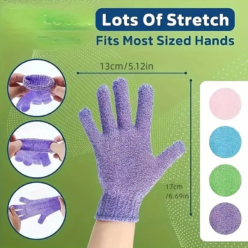 1/2/6pcs Dead Skin Removal Bath Gloves - Revitalize and Soften Skin Spa Quality Shower Scrub, Colorful Double-sided Accessories