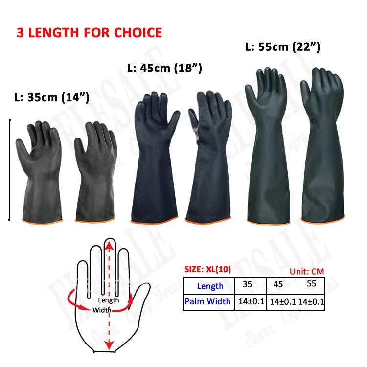 1 Pair 14"-22" Acid Alkali And Oil Resistant Industry Work Gloves XL Size Heavy Duty Latex Gloves Chemical Resistant Gloves