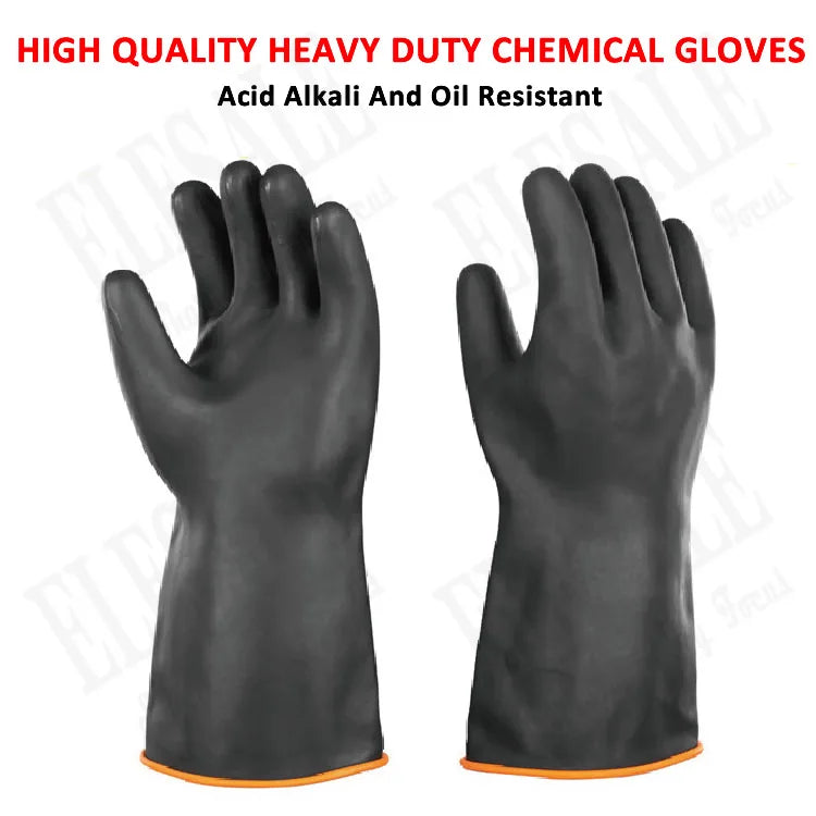 1 Pair 14"-22" Acid Alkali And Oil Resistant Industry Work Gloves XL Size Heavy Duty Latex Gloves Chemical Resistant Gloves