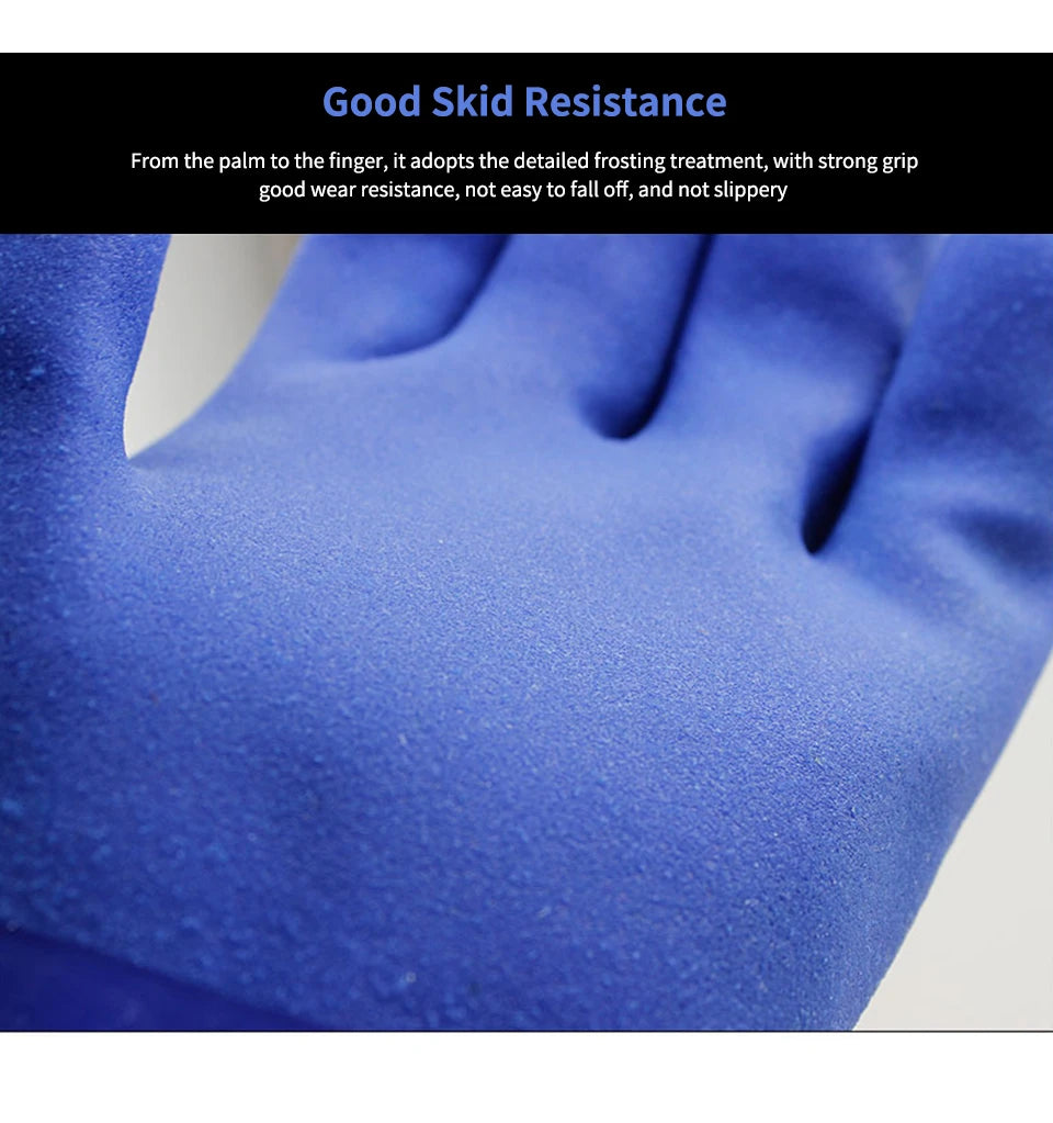 Oil Resistant Gloves Acid Alkali Resistant Blue Lining Cotton Industrial Safety Protective Gloves hazardous chemical 1pair