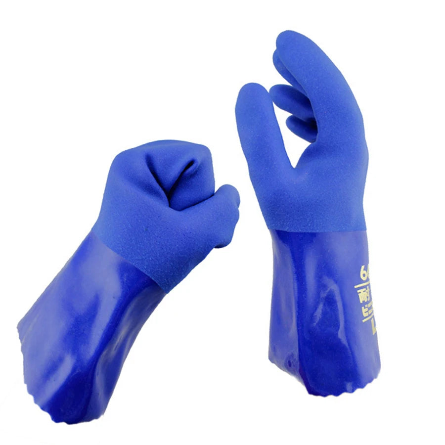 Oil Resistant Gloves Acid Alkali Resistant Blue Lining Cotton Industrial Safety Protective Gloves hazardous chemical 1pair