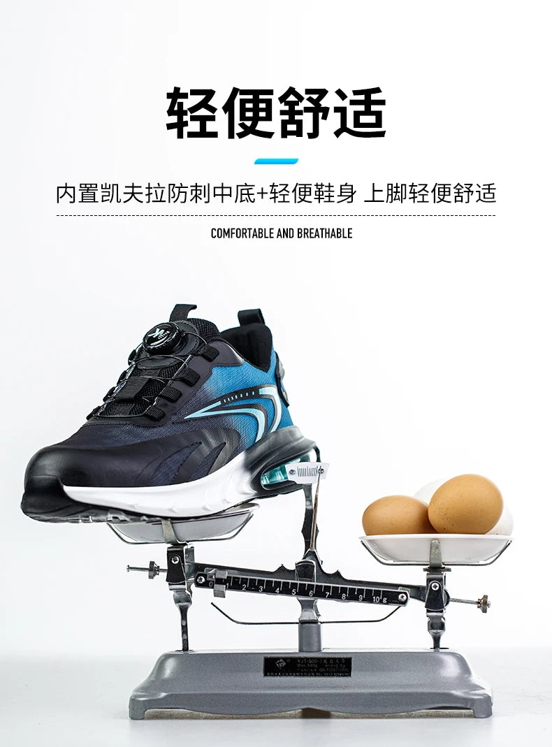 Fashion Men's Work Sneakers Mesh Breathable Safety Shoes Men Steel Toe Work Shoes Industrial Anti-smashing Safety Work Boots Man