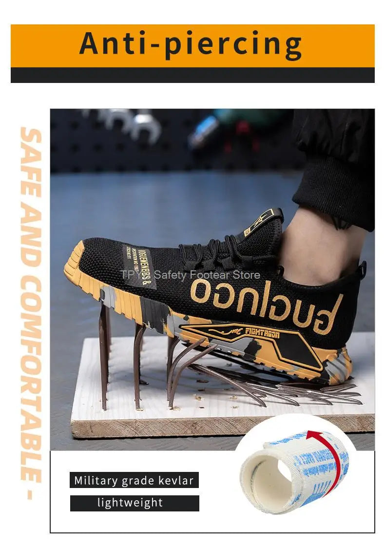 Protective Steel Toe Safety Shoes Men Anti-puncture Work Shoes Men Breathable Industrial Shoes Indestructible Work Safety Boots