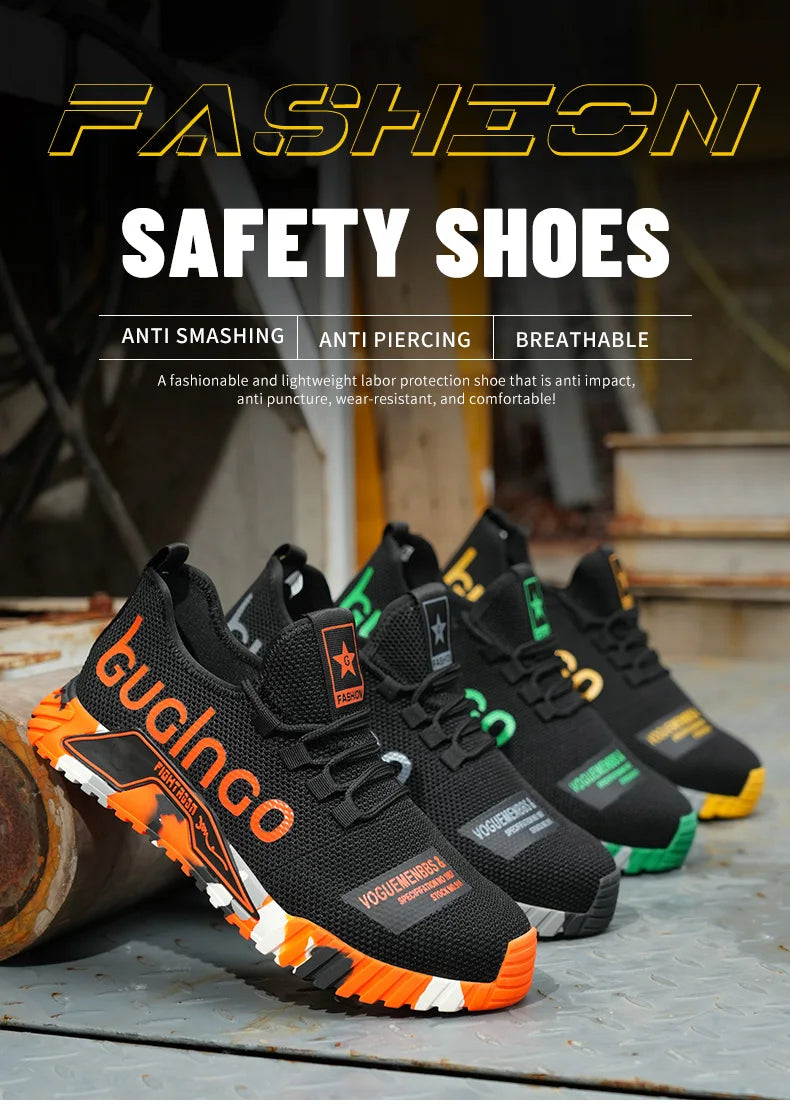 Steel Toe Safety Shoes Men Anti-puncture Work Boots Men Breathable Industrial Shoes Non Slip Indestructible Work Safety Boots