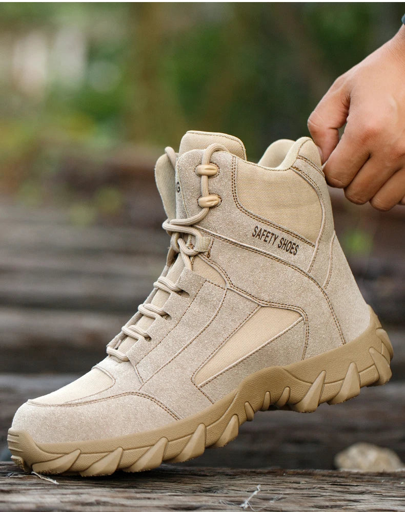 Men's Fire-Resistant Safety Work Boots, Anti-Spark Heat-Resistant Industrial Shoes Durable Steel Toe Safety Work Boots for Men