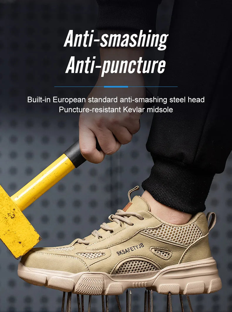 Summer Labor Protection Safety Wrok Shoes Anti Smashing Steel Toe Cap Breathable Comfortable Safety Boots Industrial Male Shoes