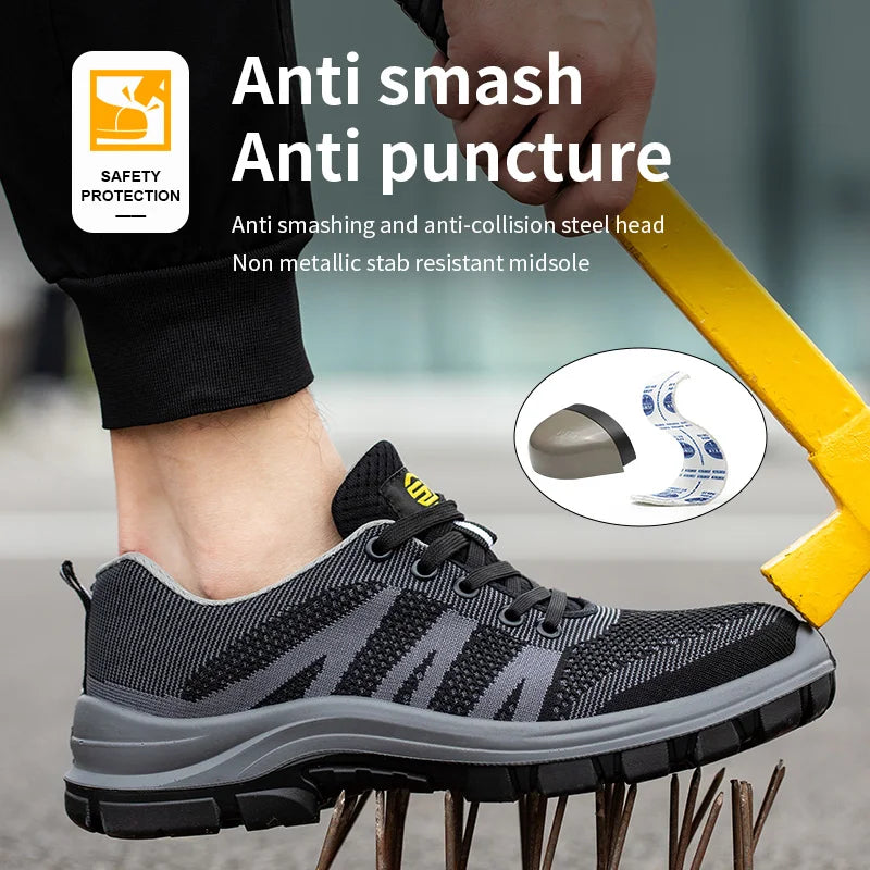 Fashion Safety Shoes Steel Toe Shoes Men  Work Sneakers Safety Tennis   Industrial  Protection For The Feet
