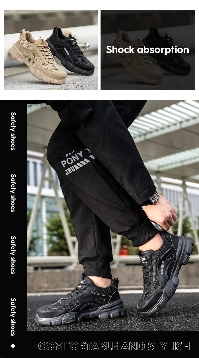 Summer Labor Protection Safety Wrok Shoes Anti Smashing Steel Toe Cap Breathable Comfortable Safety Boots Industrial Male Shoes
