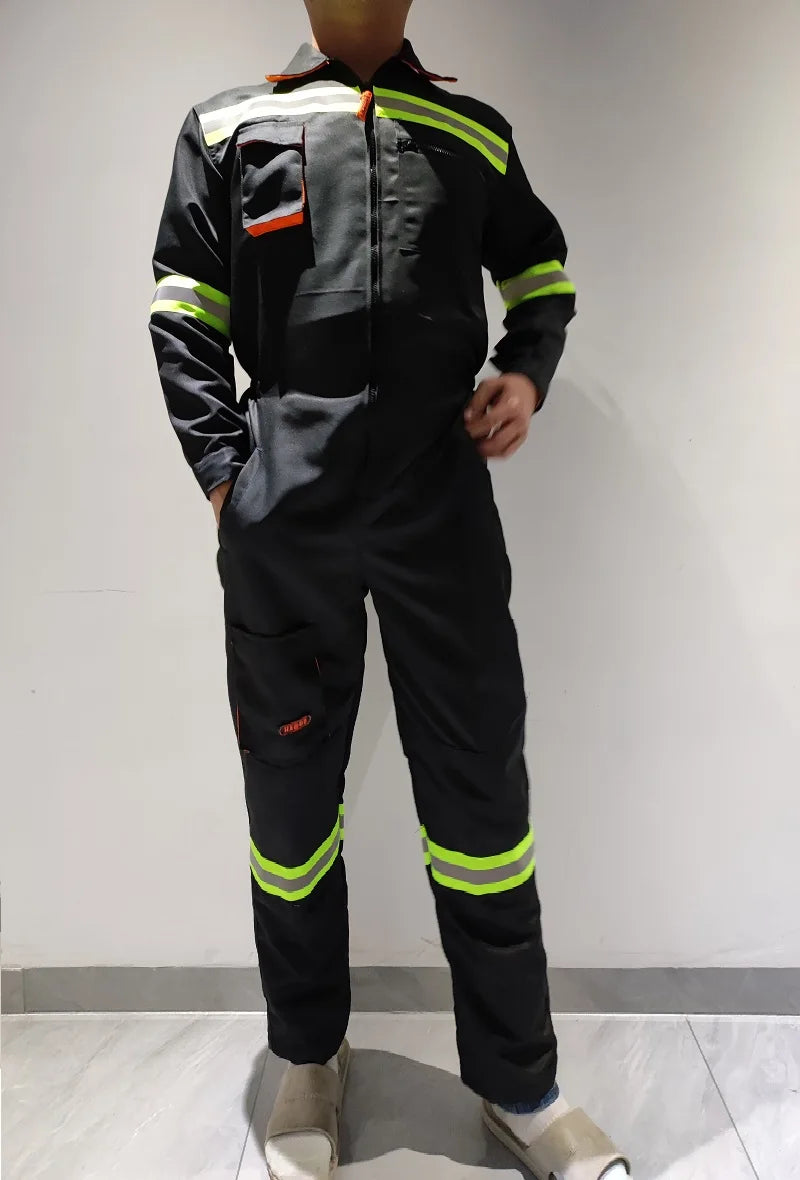 Hi Vis Safety Work Clothing Work Overall Men's Working Coverall Welding Suit Car Repairman Uniform Workshop Mechanical Jumpsuit