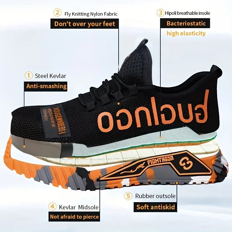 Protective Steel Toe Safety Shoes Men Anti-puncture Work Shoes Men Breathable Industrial Shoes Indestructible Work Safety Boots