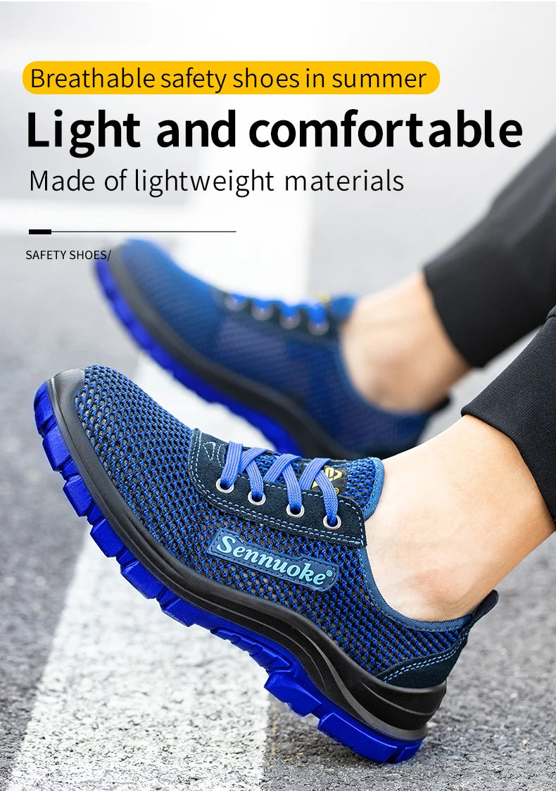 Men Safety Shoes Lightweight Steel Toe for Work for Workers Work Wear Free Shipping Industrial Safety Tennis