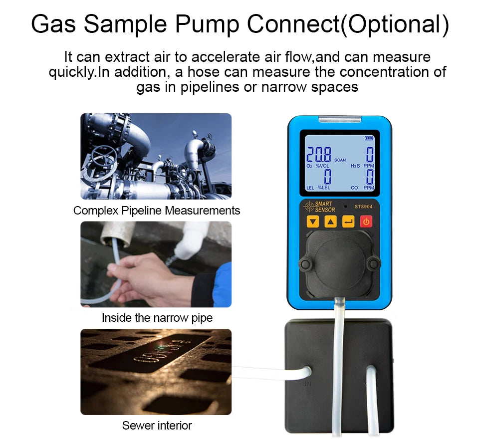Professional Multifunctional Gas Detector Oxygen O2 Hydrogen Sulfide H2S Carbon Monoxide CO Combustible Gas LEL Gas Meter