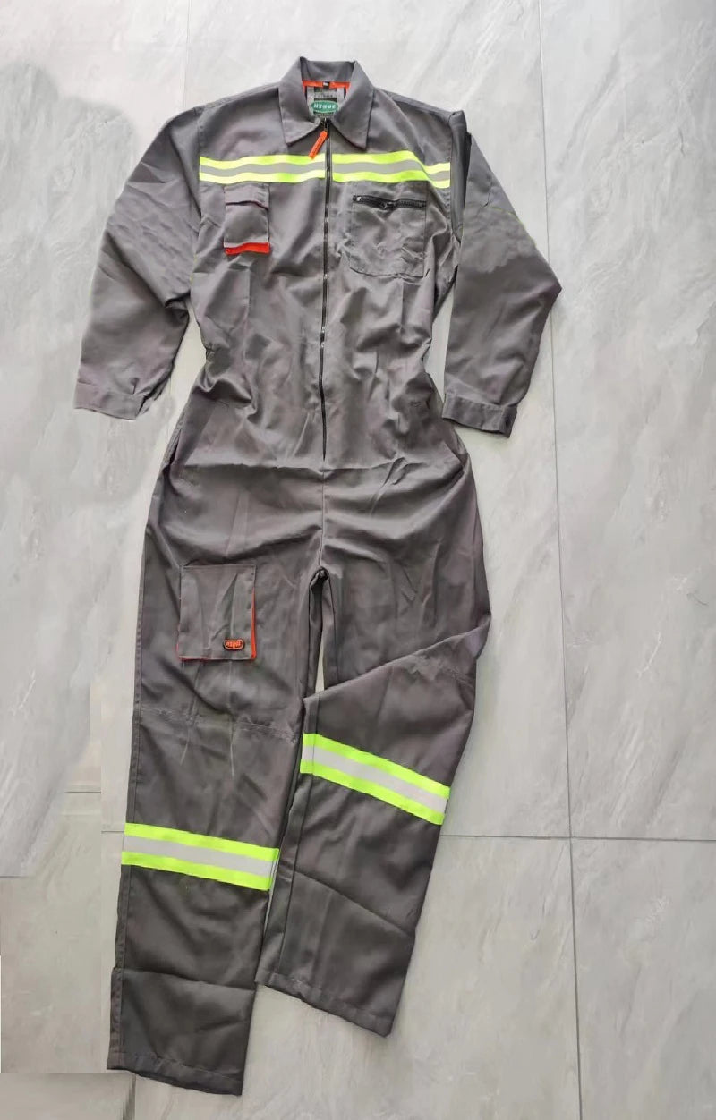 Hi Vis Safety Work Clothing Work Overall Men's Working Coverall Welding Suit Car Repairman Uniform Workshop Mechanical Jumpsuit