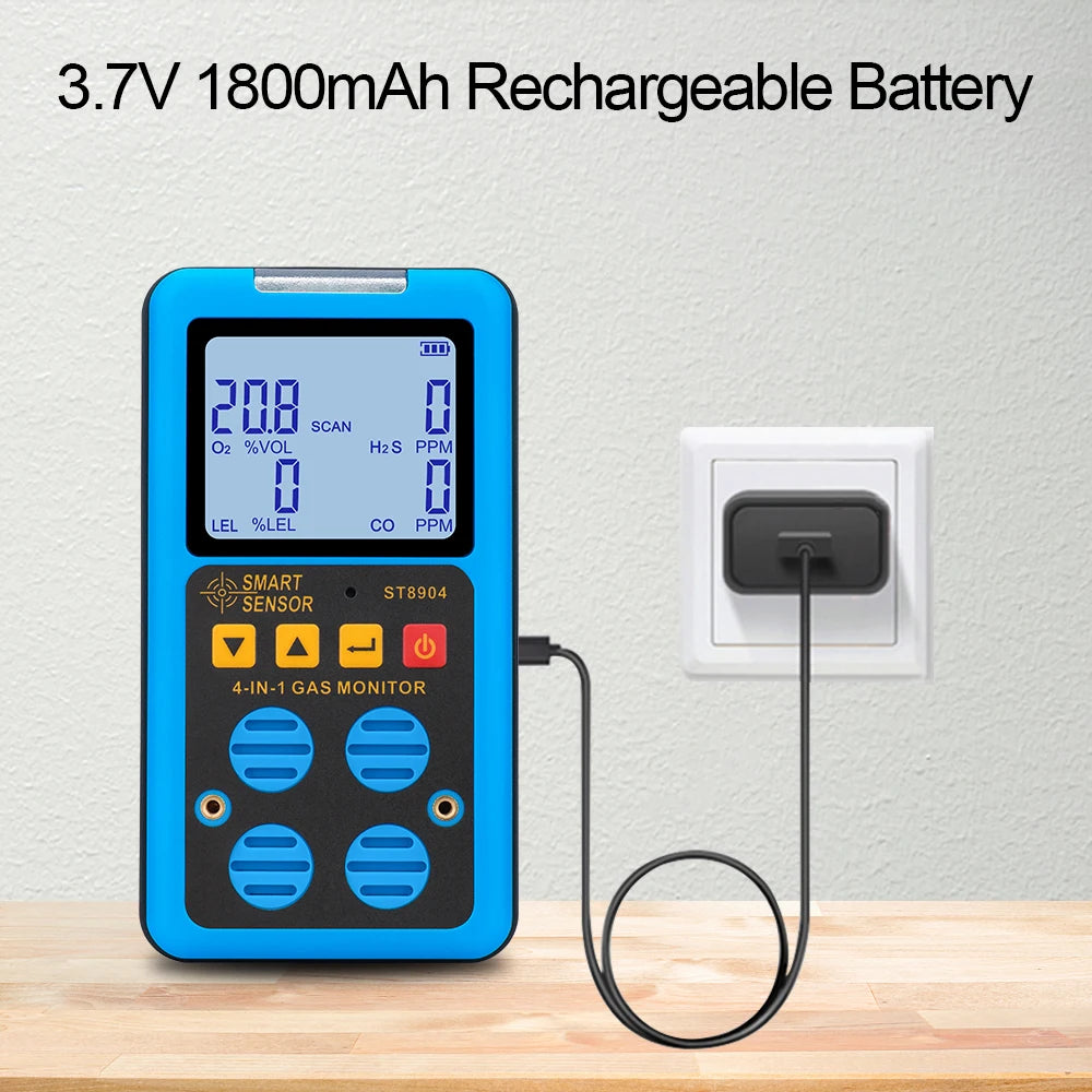 Professional Multifunctional Gas Detector Oxygen O2 Hydrogen Sulfide H2S Carbon Monoxide CO Combustible Gas LEL Gas Meter