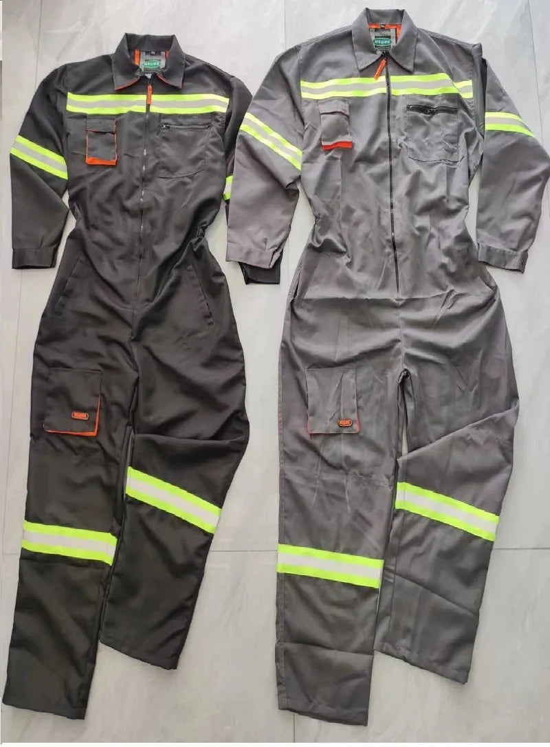 Hi Vis Safety Work Clothing Work Overall Men's Working Coverall Welding Suit Car Repairman Uniform Workshop Mechanical Jumpsuit