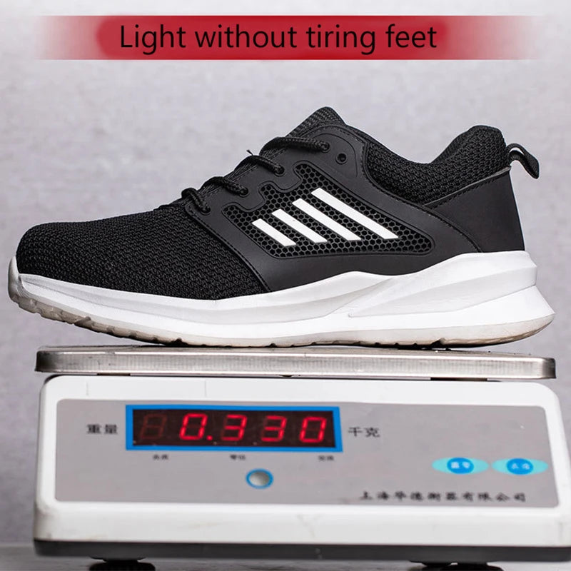 Safety Sneaker for Men Steel Toe Safety Shoes Sports Work Anti-Smashing Industrial Safety Tennis Shoes Outdoor Black Work Boots